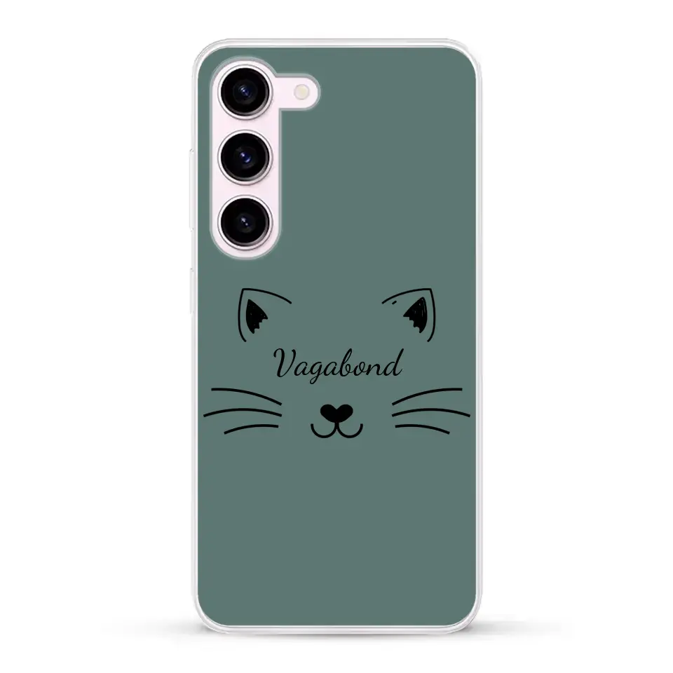 Visage de chat avec prénom - Coque de téléphone personnalisée