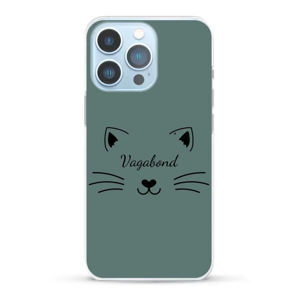 Visage de chat avec prénom - Coque de téléphone personnalisée