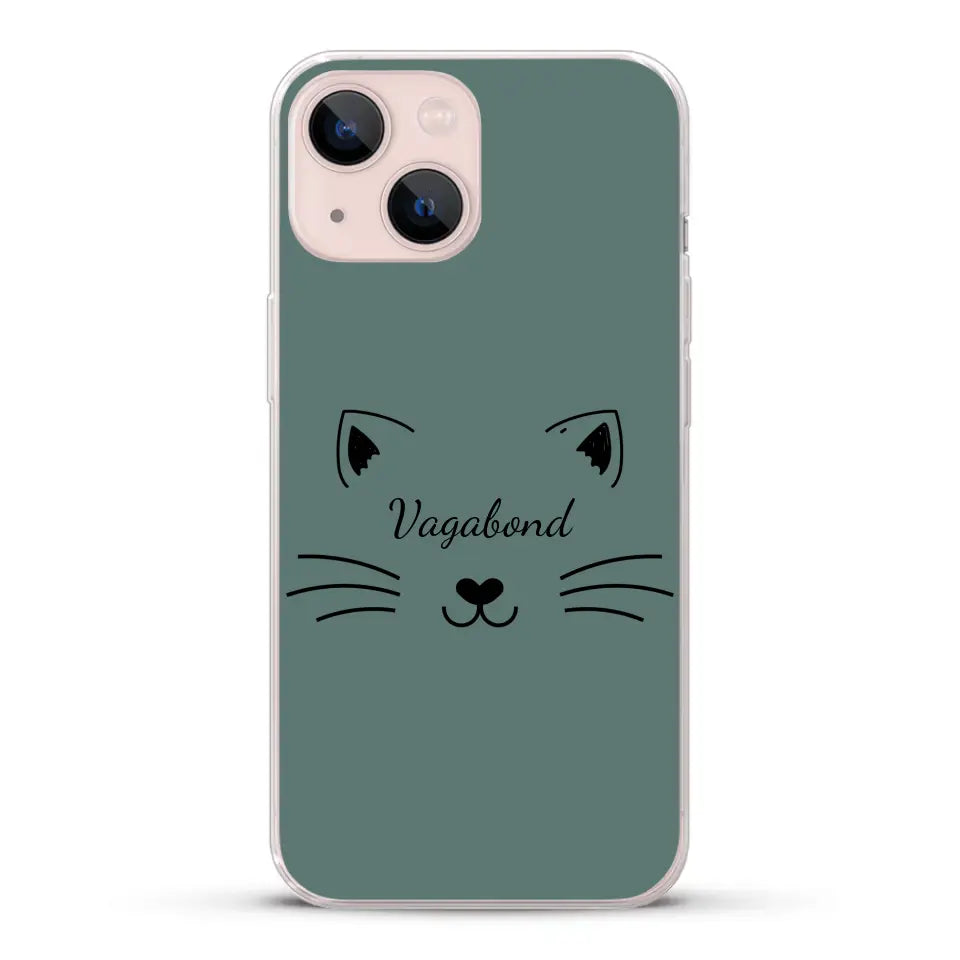 Visage de chat avec prénom - Coque de téléphone personnalisée