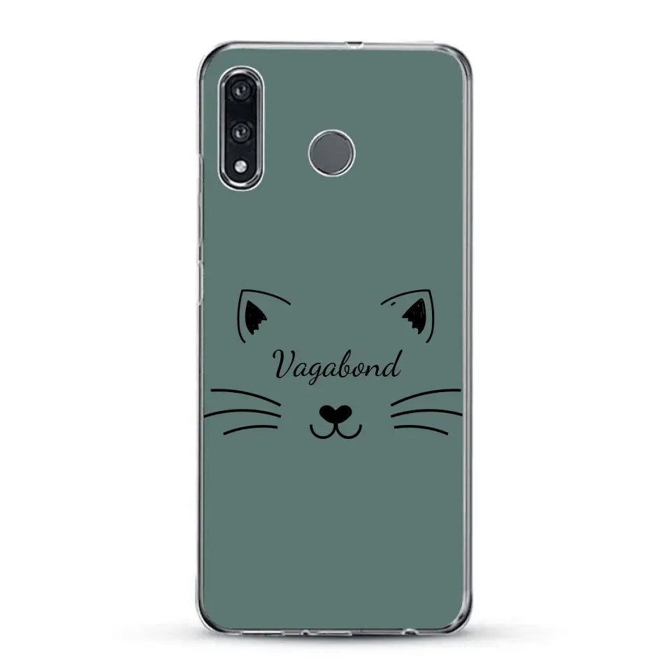 Visage de chat avec prénom - Coque de téléphone personnalisée