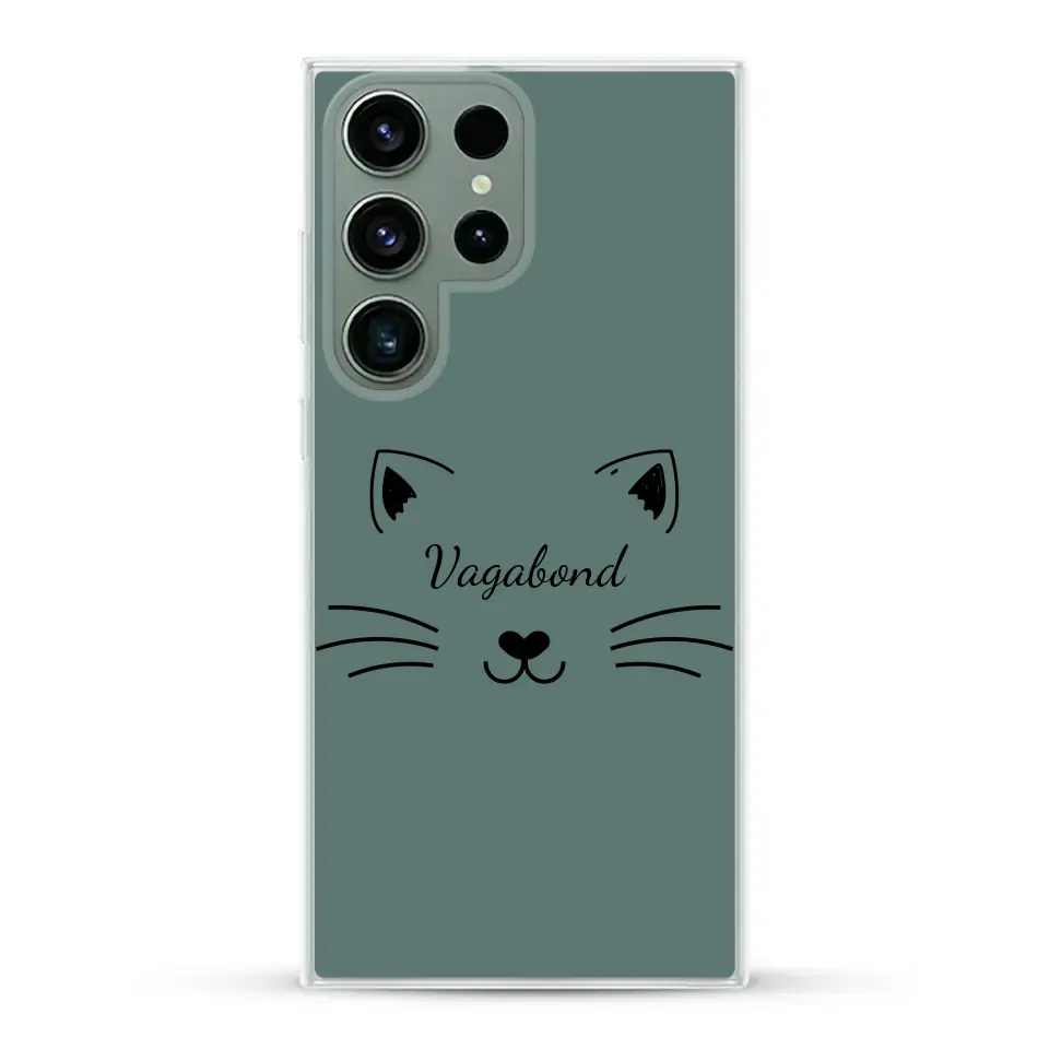 Visage de chat avec prénom - Coque de téléphone personnalisée