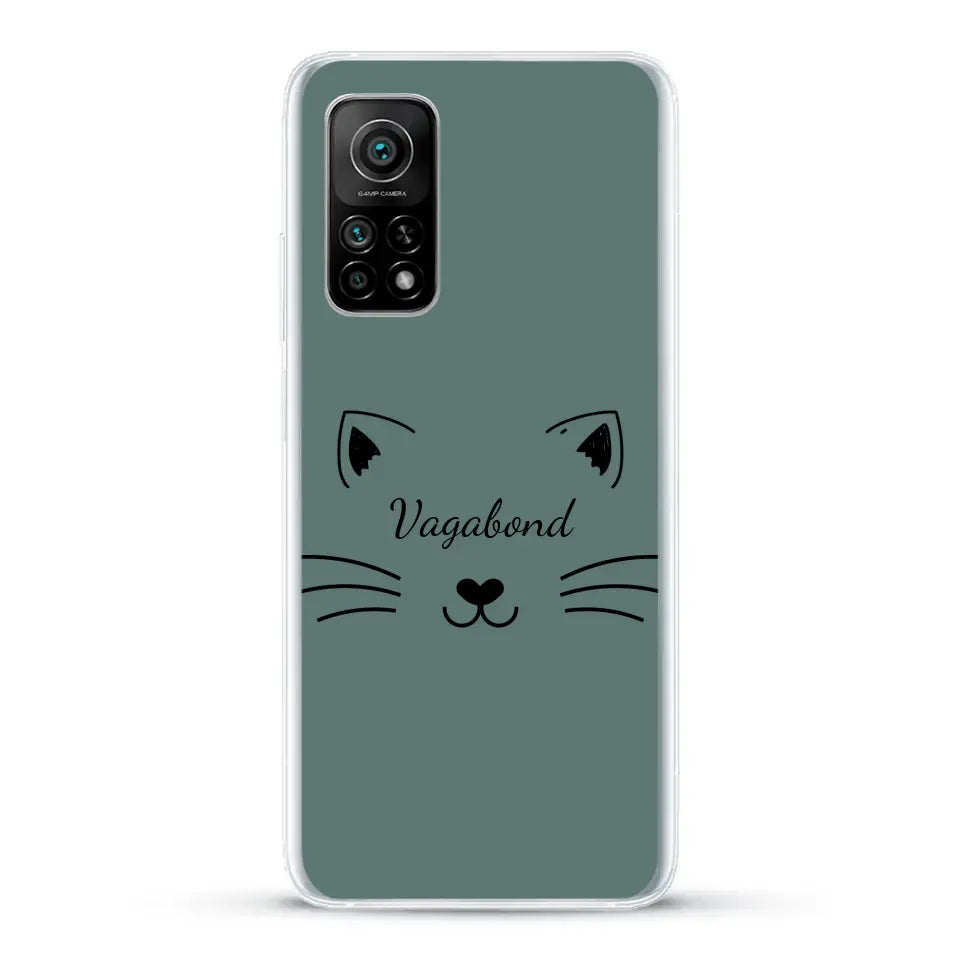 Visage de chat avec prénom - Coque de téléphone personnalisée