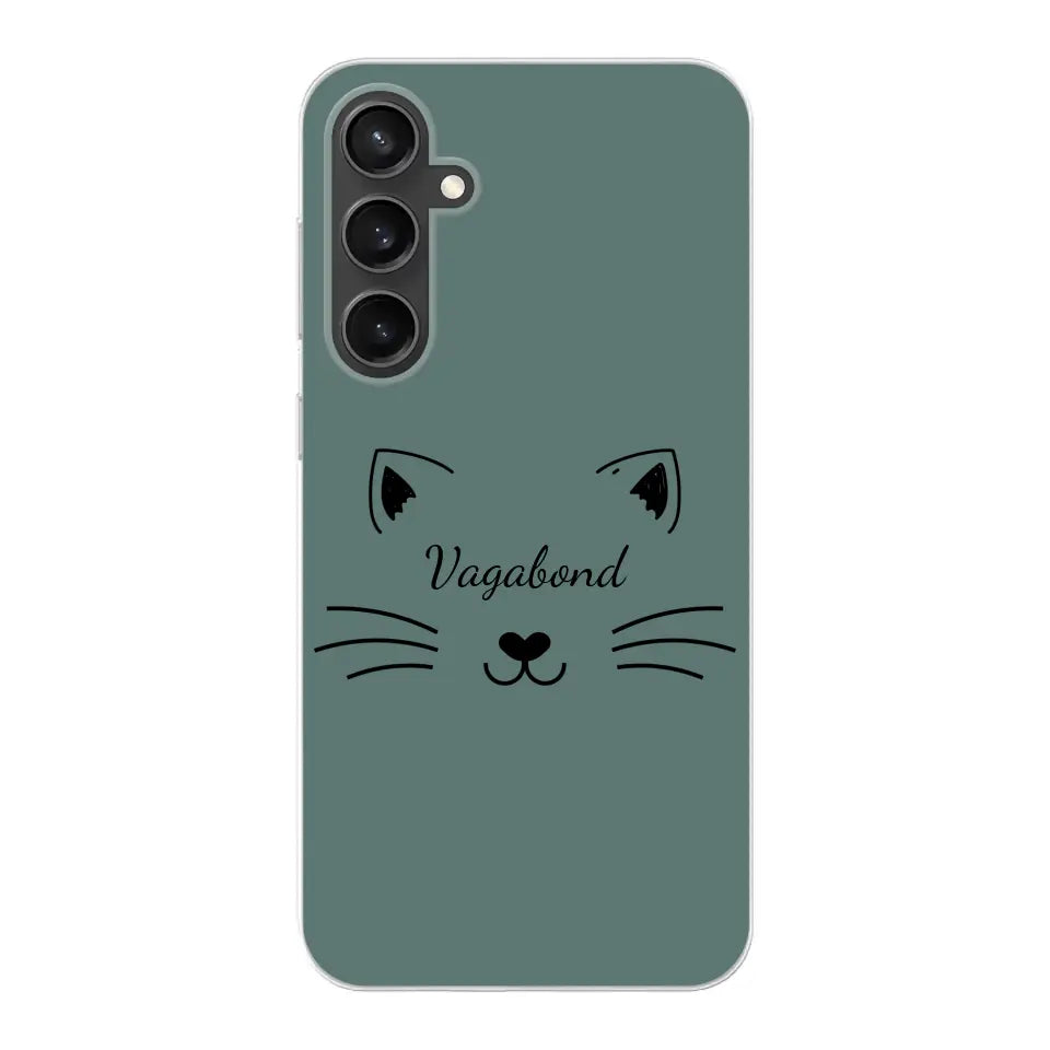 Visage de chat avec prénom - Coque de téléphone personnalisée