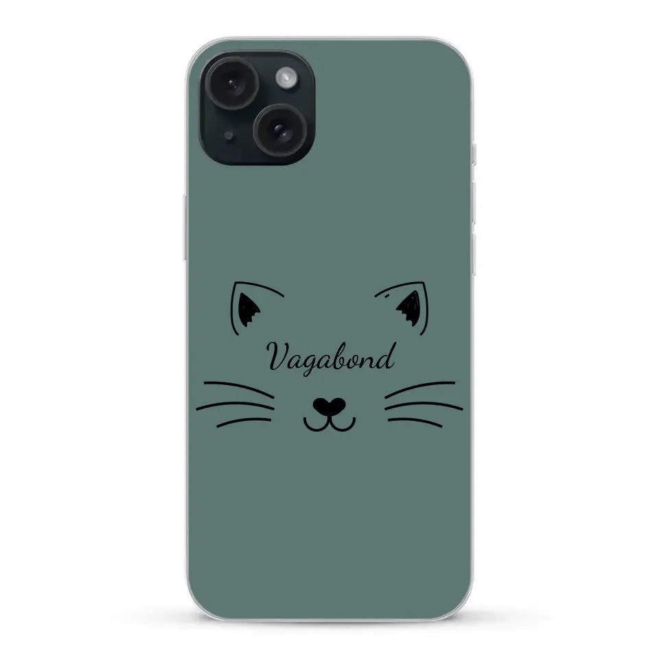 Visage de chat avec prénom - Coque de téléphone personnalisée