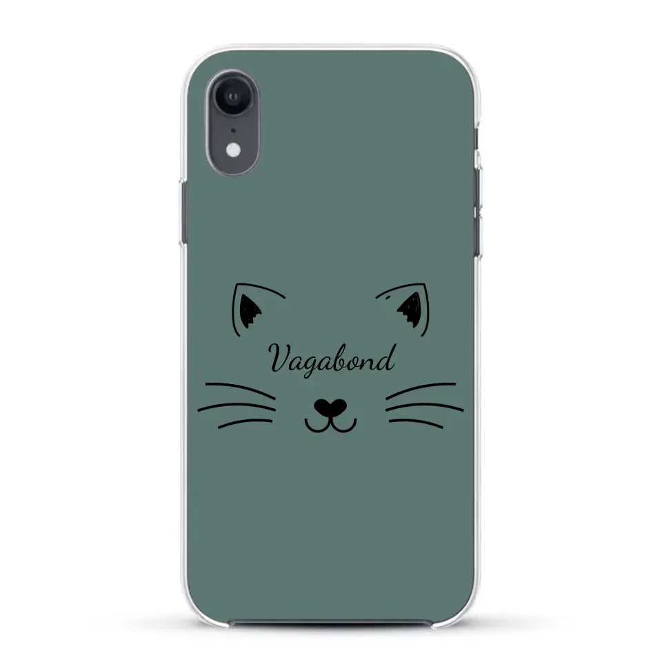 Visage de chat avec prénom - Coque de téléphone personnalisée