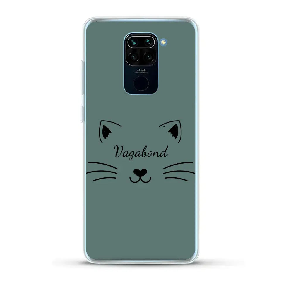 Visage de chat avec prénom - Coque de téléphone personnalisée