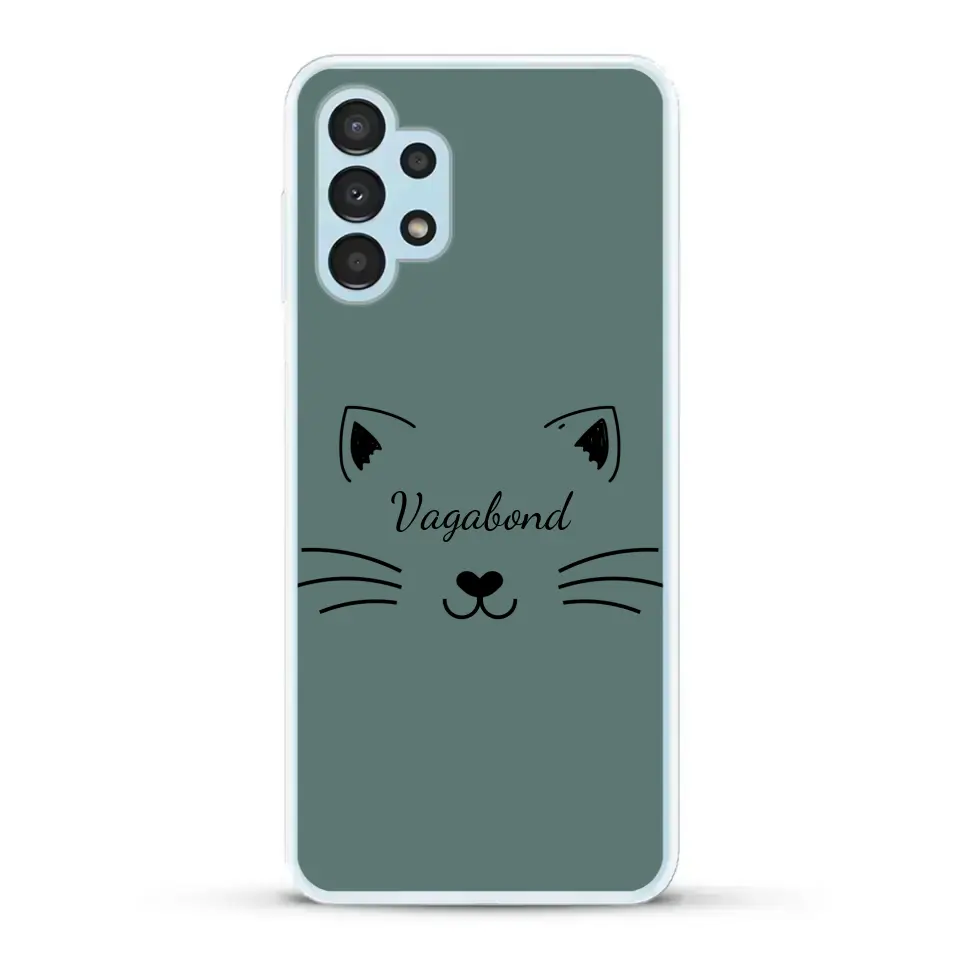 Visage de chat avec prénom - Coque de téléphone personnalisée