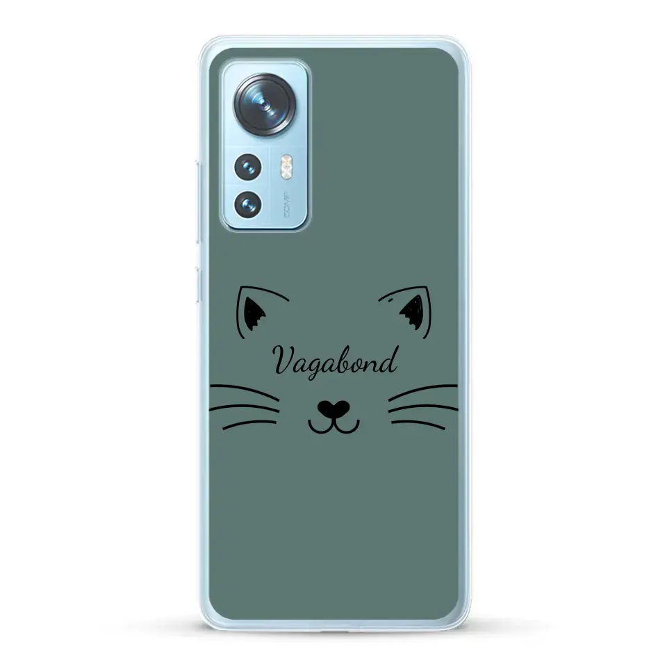 Visage de chat avec prénom - Coque de téléphone personnalisée