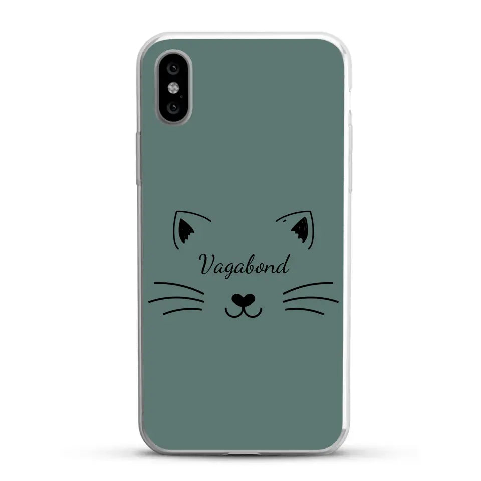 Visage de chat avec prénom - Coque de téléphone personnalisée