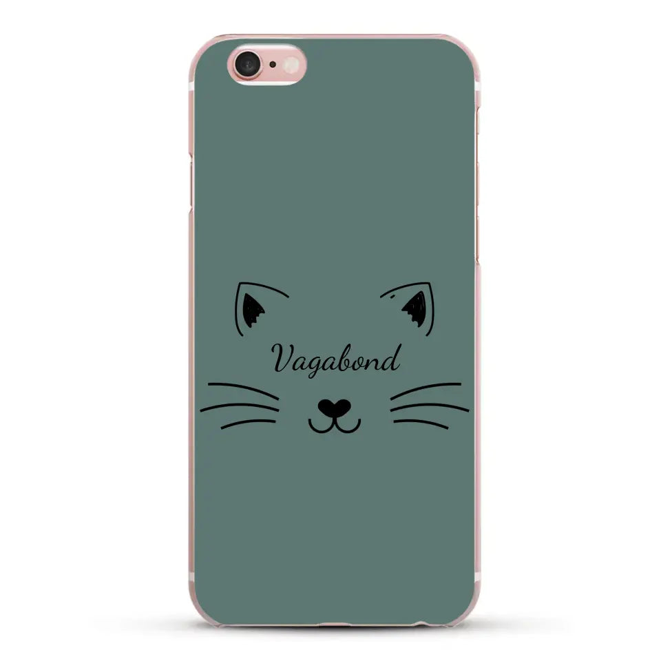 Visage de chat avec prénom - Coque de téléphone personnalisée