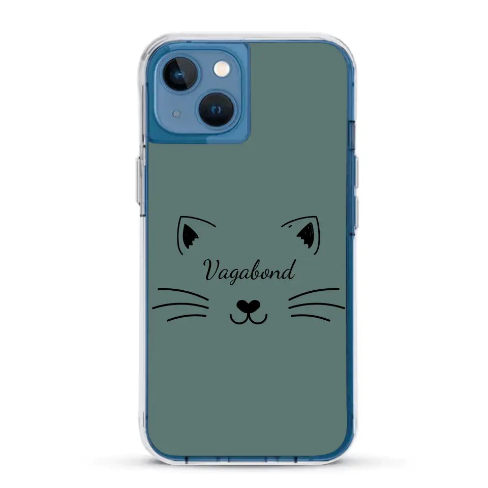 Visage de chat avec prénom - Coque de téléphone personnalisée