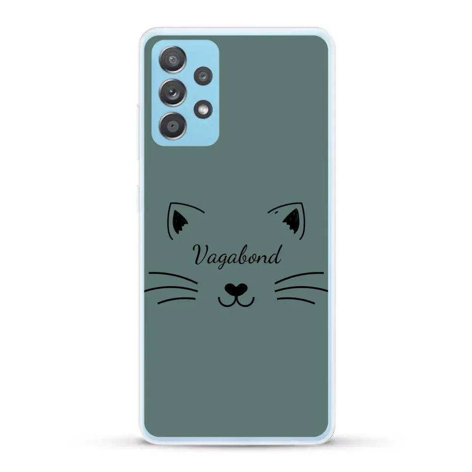 Visage de chat avec prénom - Coque de téléphone personnalisée