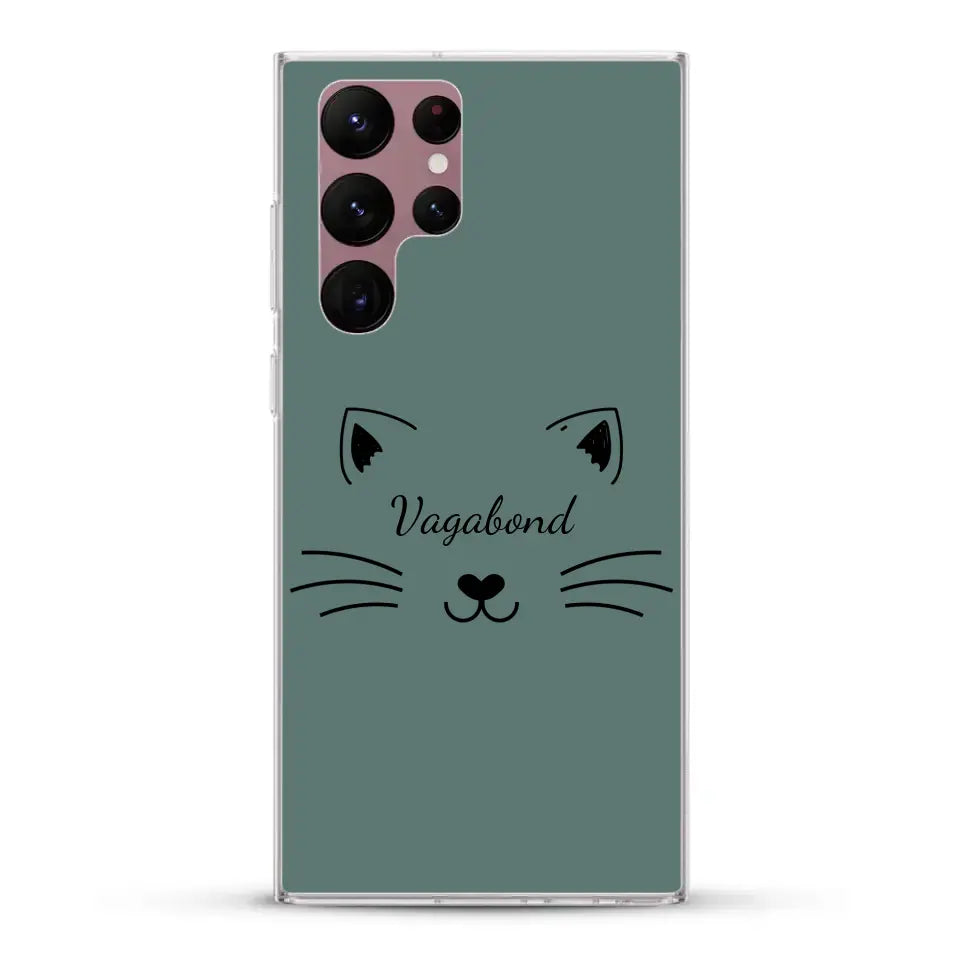 Visage de chat avec prénom - Coque de téléphone personnalisée