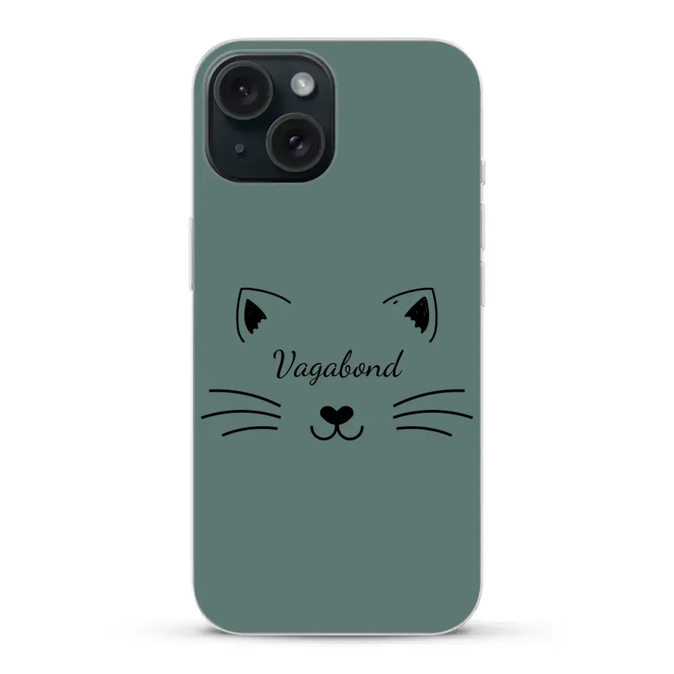 Visage de chat avec prénom - Coque de téléphone personnalisée