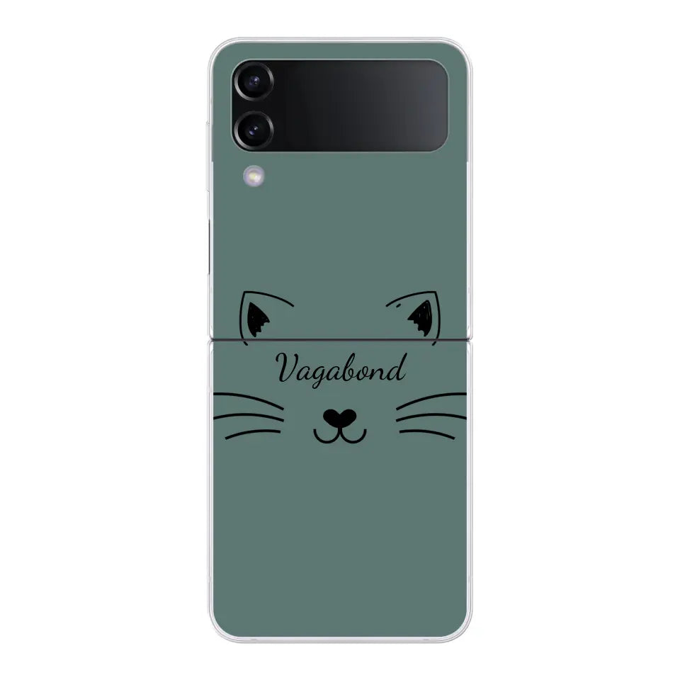 Visage de chat avec prénom - Coque de téléphone personnalisée