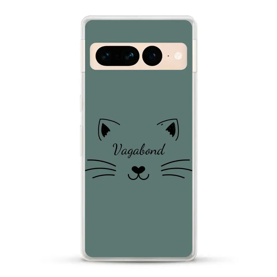 Visage de chat avec prénom - Coque de téléphone personnalisée