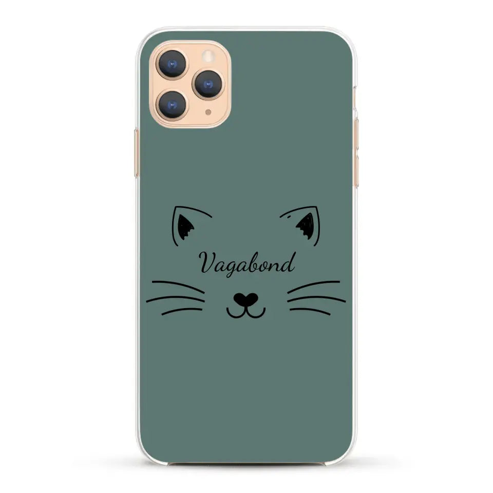 Visage de chat avec prénom - Coque de téléphone personnalisée