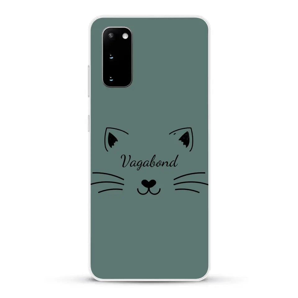 Visage de chat avec prénom - Coque de téléphone personnalisée