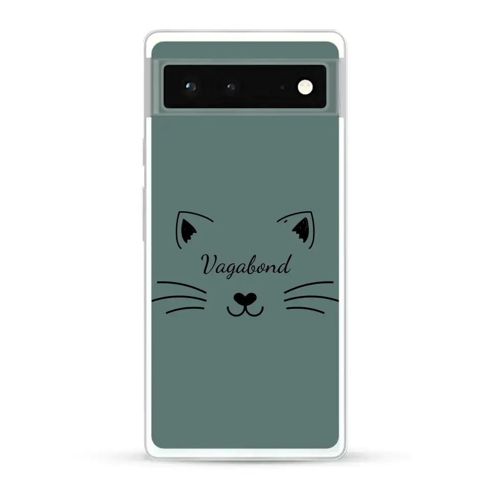 Visage de chat avec prénom - Coque de téléphone personnalisée