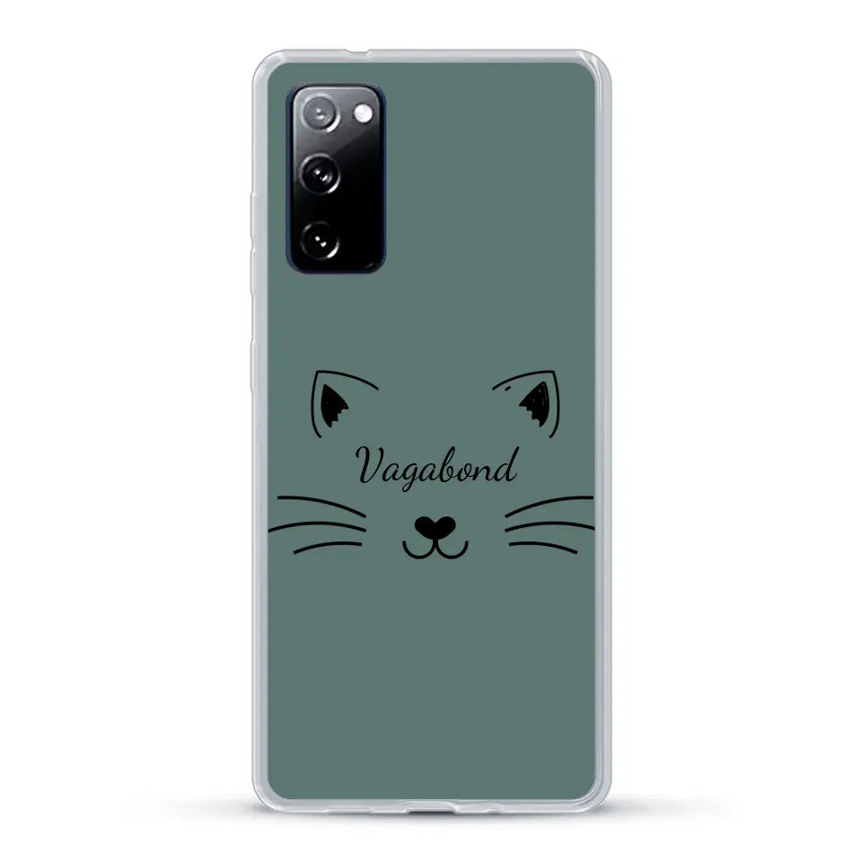 Visage de chat avec prénom - Coque de téléphone personnalisée