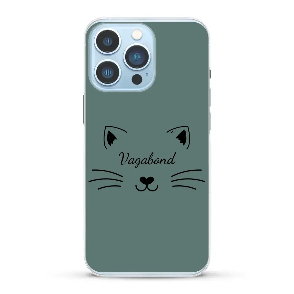 Visage de chat avec prénom - Coque de téléphone personnalisée