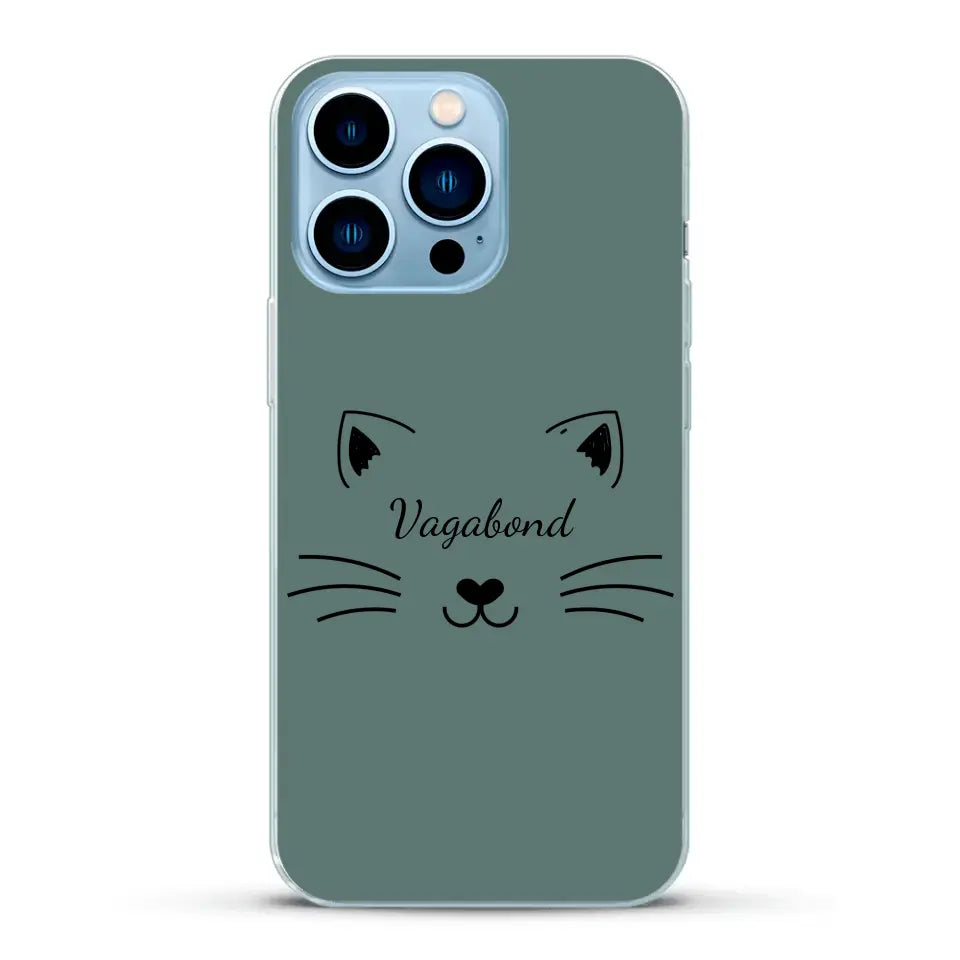 Visage de chat avec prénom - Coque de téléphone personnalisée