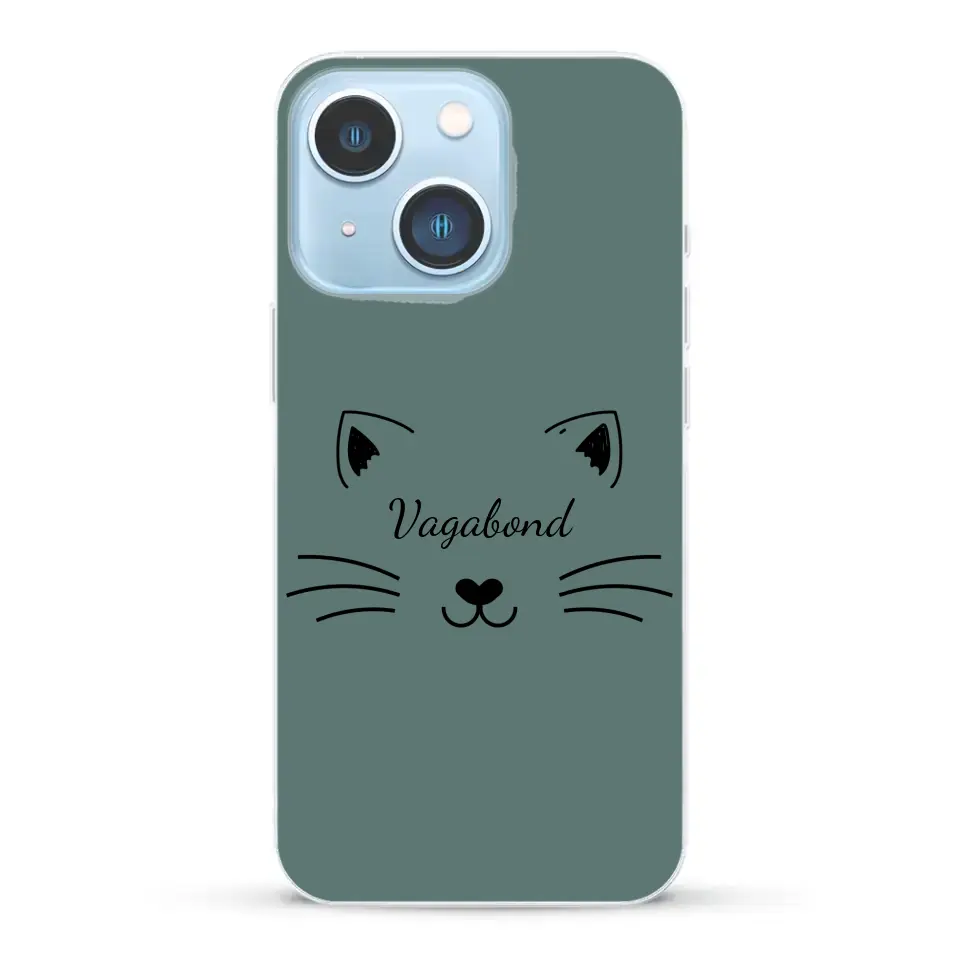 Visage de chat avec prénom - Coque de téléphone personnalisée