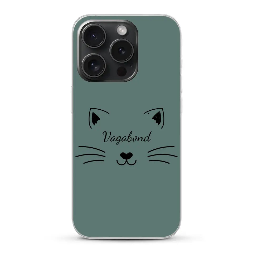 Visage de chat avec prénom - Coque de téléphone personnalisée