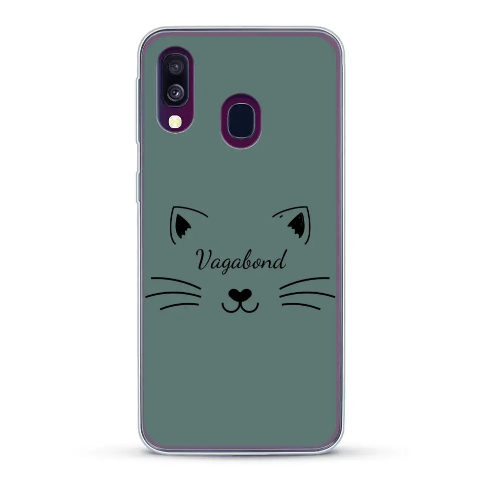 Visage de chat avec prénom - Coque de téléphone personnalisée