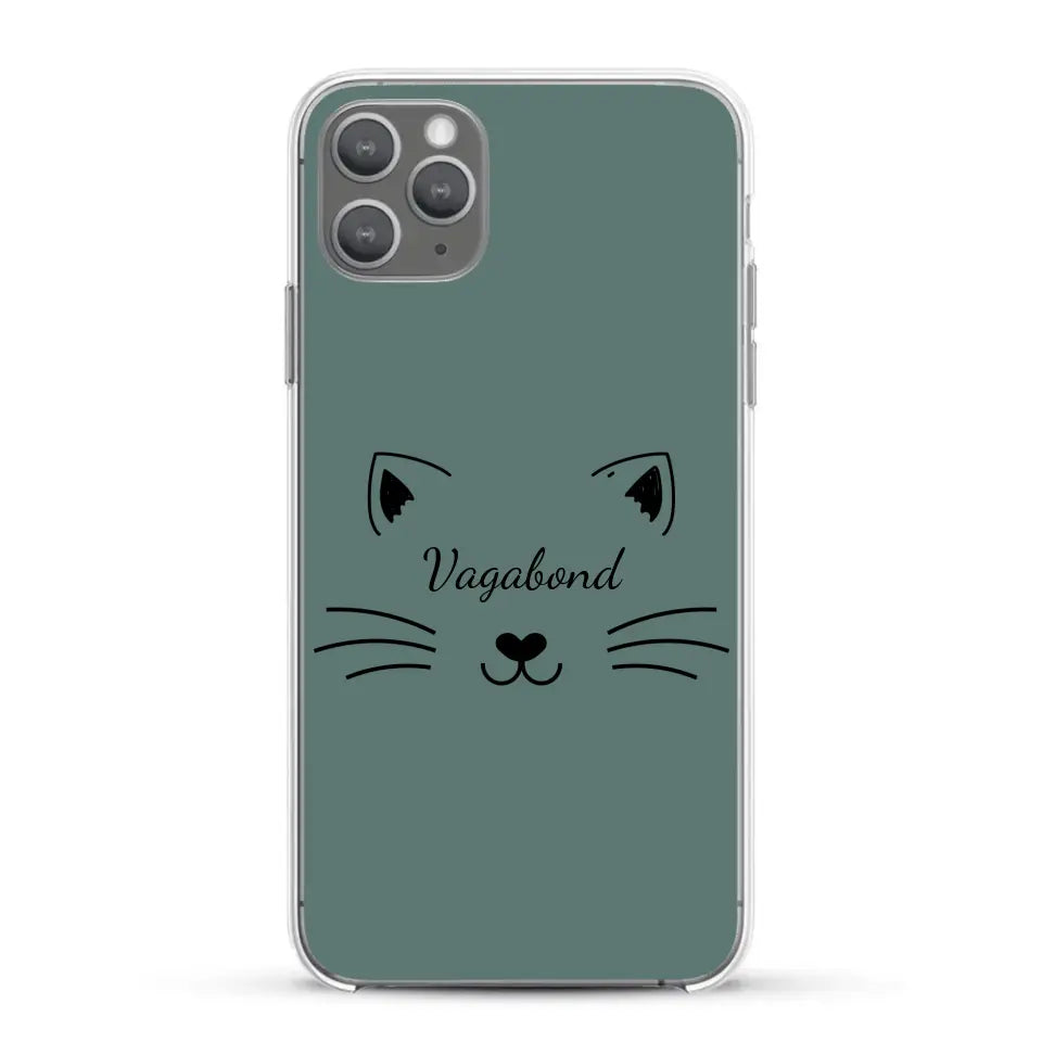 Visage de chat avec prénom - Coque de téléphone personnalisée