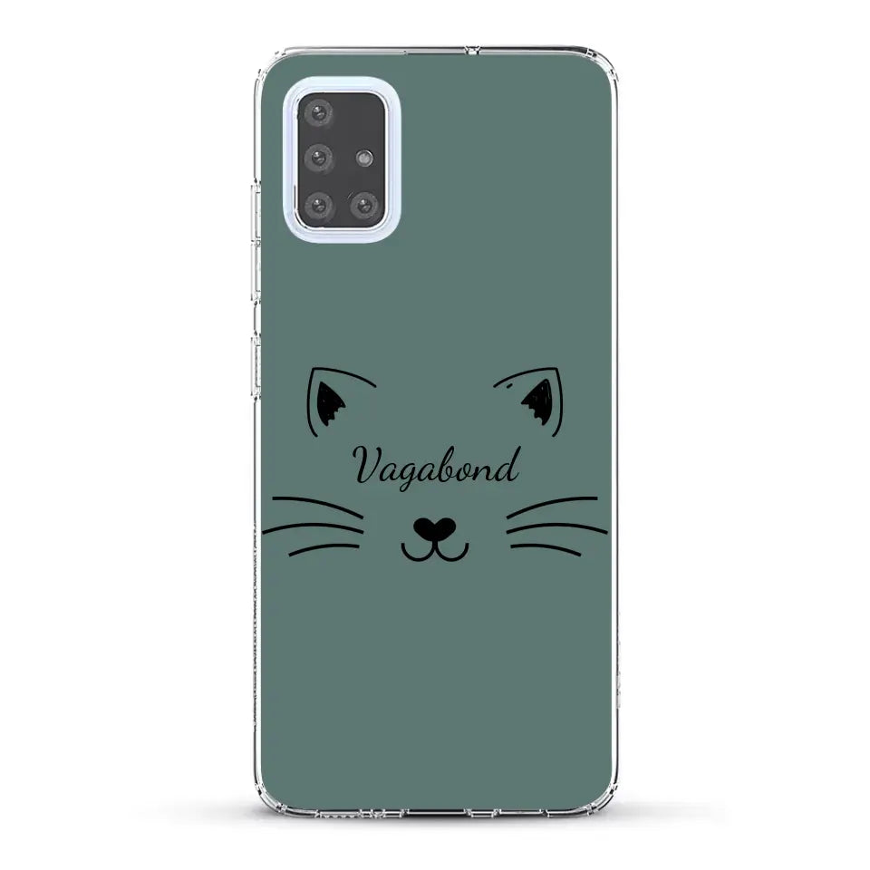 Visage de chat avec prénom - Coque de téléphone personnalisée