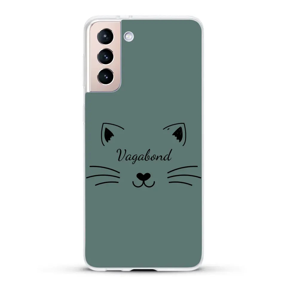 Visage de chat avec prénom - Coque de téléphone personnalisée