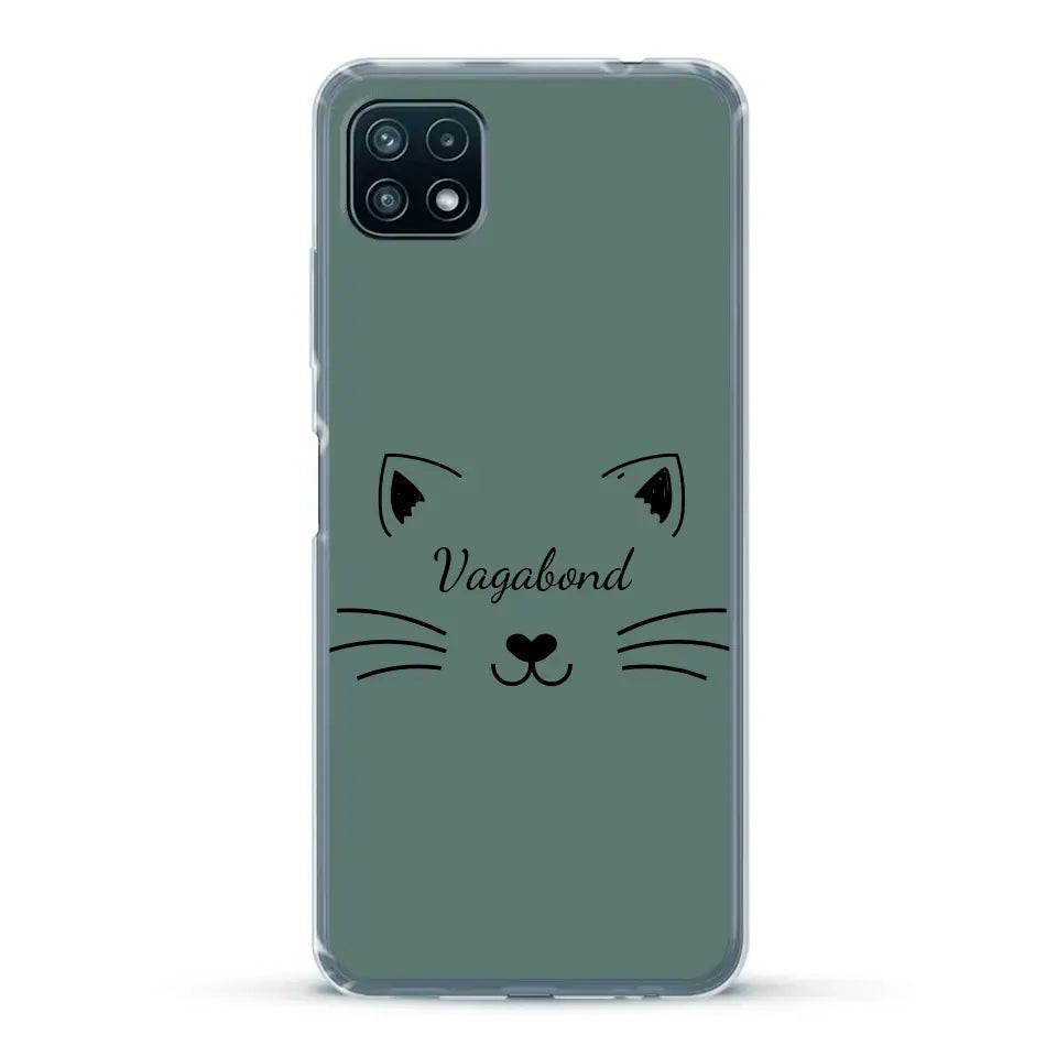 Visage de chat avec prénom - Coque de téléphone personnalisée