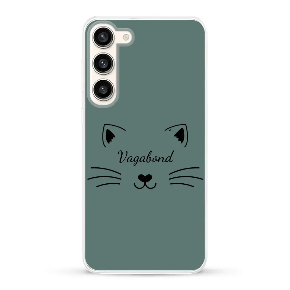 Visage de chat avec prénom - Coque de téléphone personnalisée