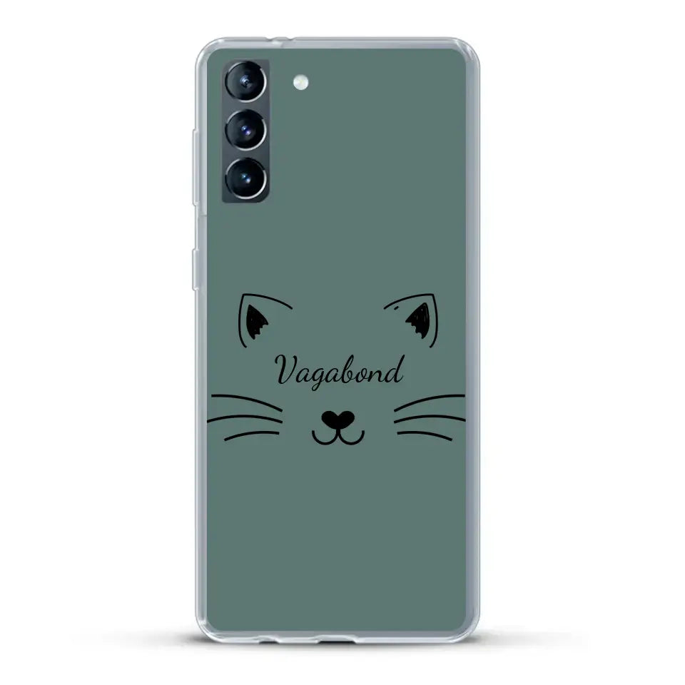 Visage de chat avec prénom - Coque de téléphone personnalisée