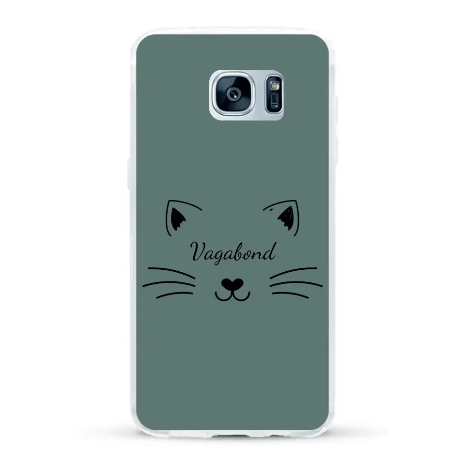 Visage de chat avec prénom - Coque de téléphone personnalisée