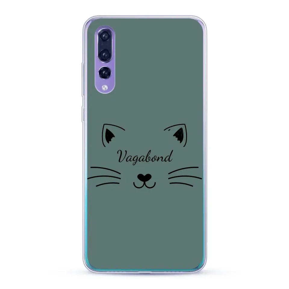 Visage de chat avec prénom - Coque de téléphone personnalisée