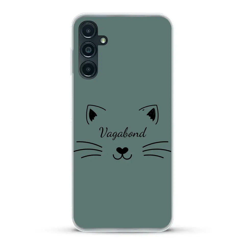 Visage de chat avec prénom - Coque de téléphone personnalisée