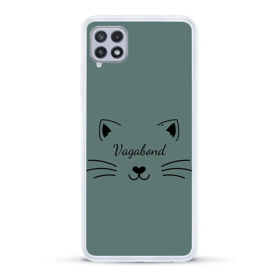 Visage de chat avec prénom - Coque de téléphone personnalisée