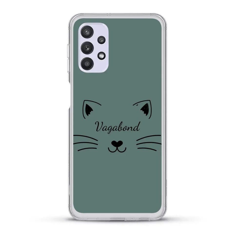 Visage de chat avec prénom - Coque de téléphone personnalisée