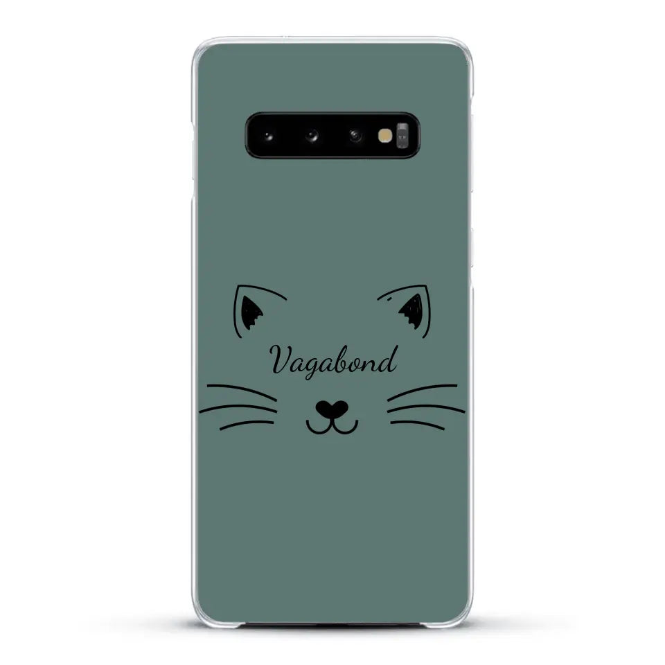 Visage de chat avec prénom - Coque de téléphone personnalisée