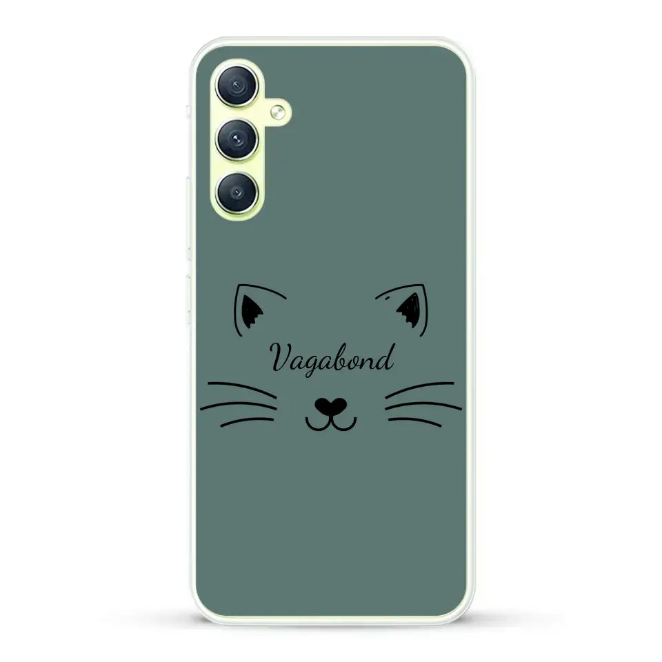 Visage de chat avec prénom - Coque de téléphone personnalisée