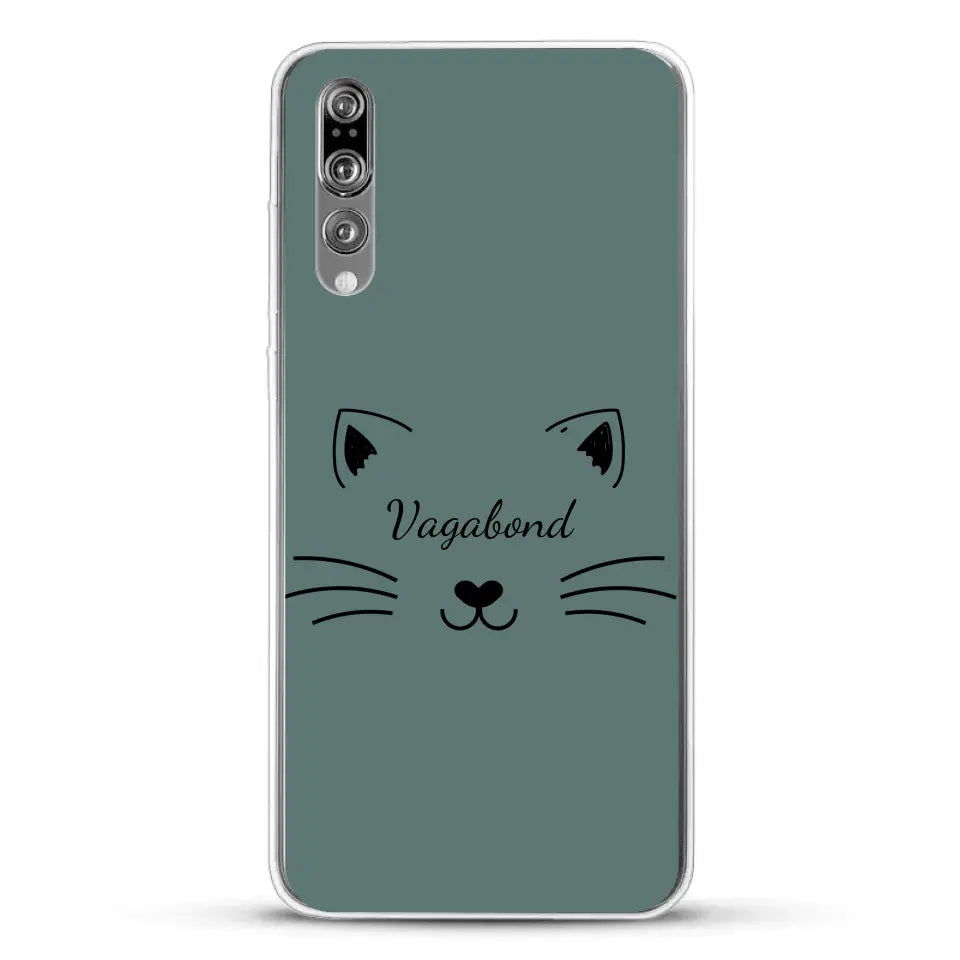 Visage de chat avec prénom - Coque de téléphone personnalisée