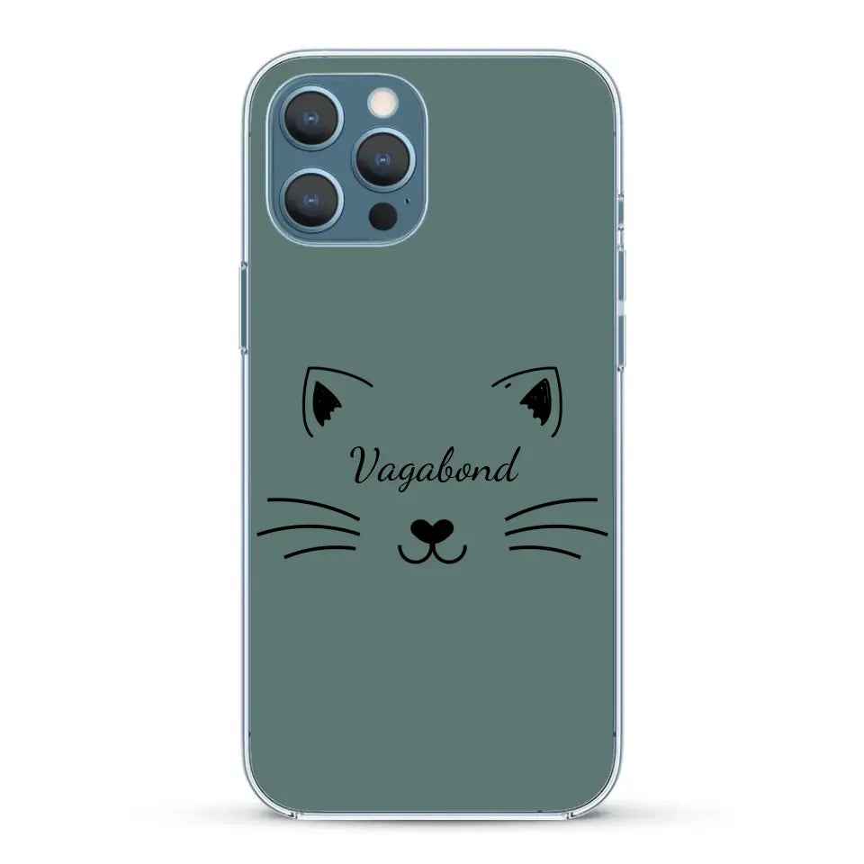 Visage de chat avec prénom - Coque de téléphone personnalisée