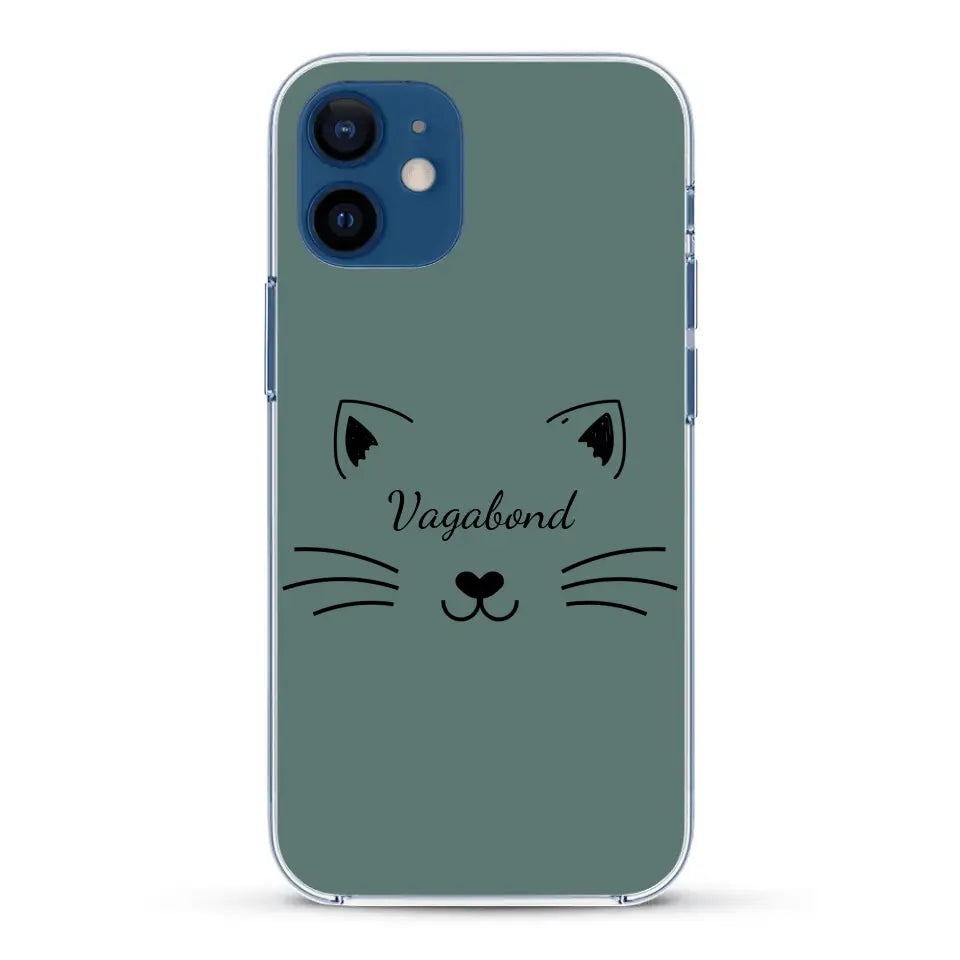 Visage de chat avec prénom - Coque de téléphone personnalisée