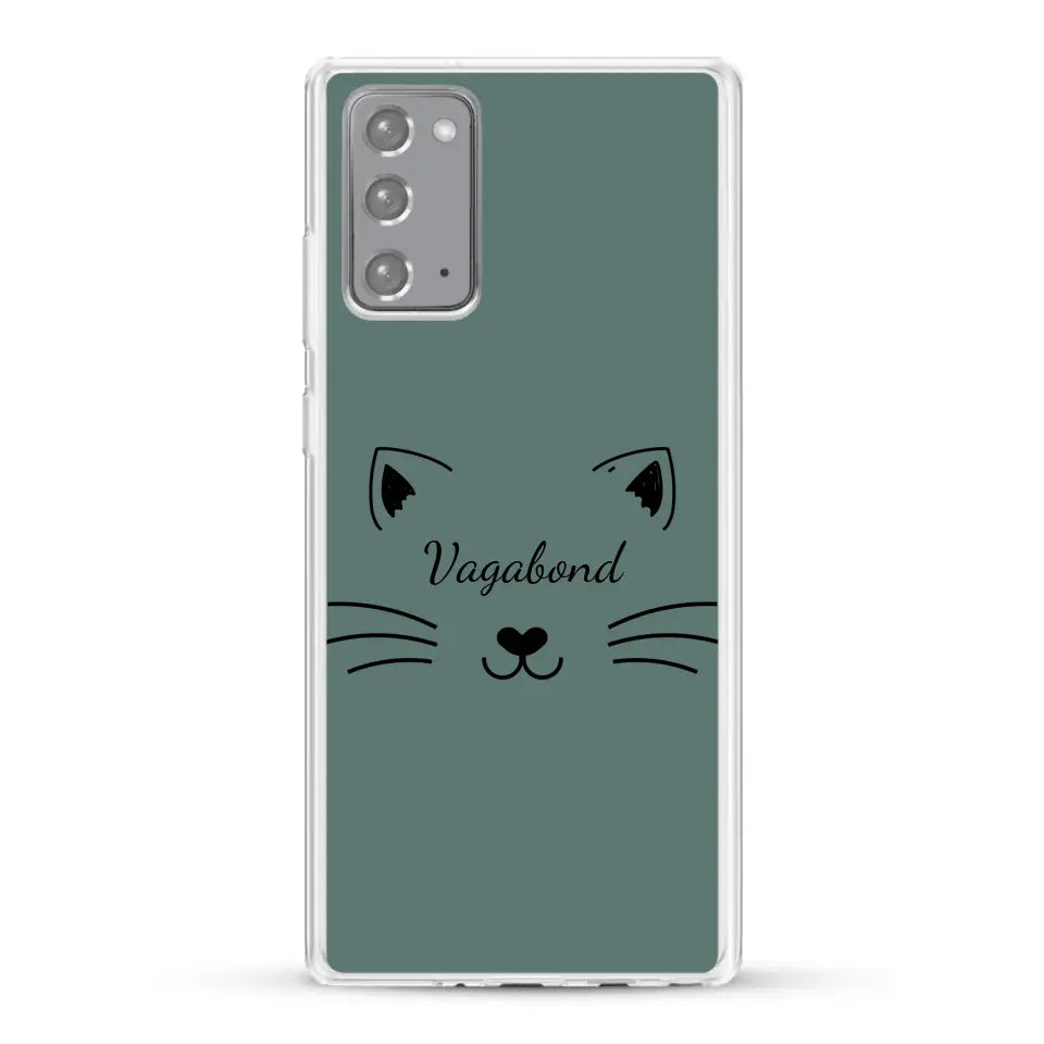 Visage de chat avec prénom - Coque de téléphone personnalisée