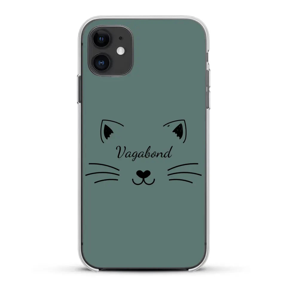 Visage de chat avec prénom - Coque de téléphone personnalisée