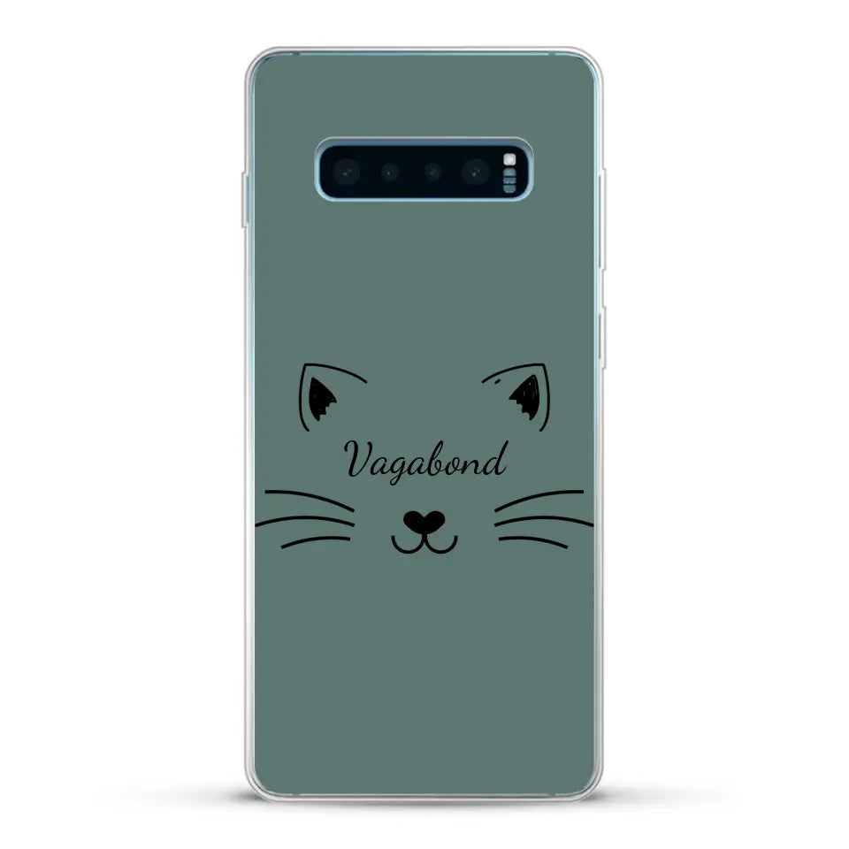 Visage de chat avec prénom - Coque de téléphone personnalisée