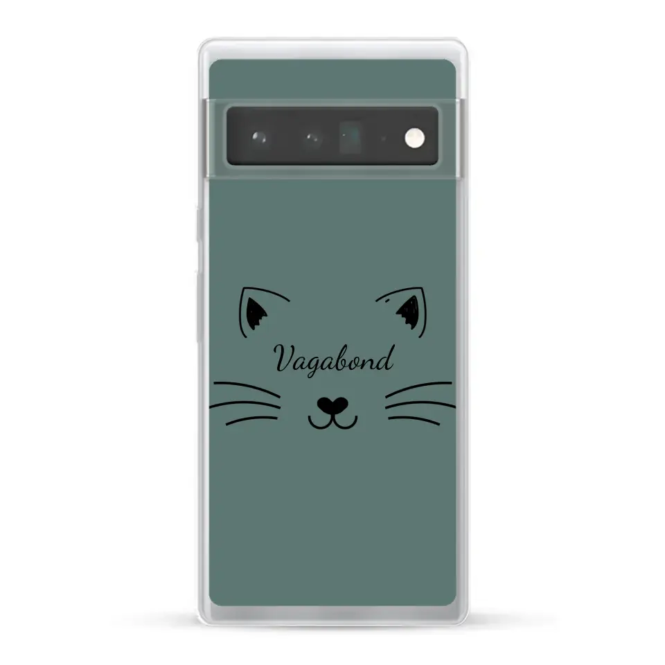 Visage de chat avec prénom - Coque de téléphone personnalisée