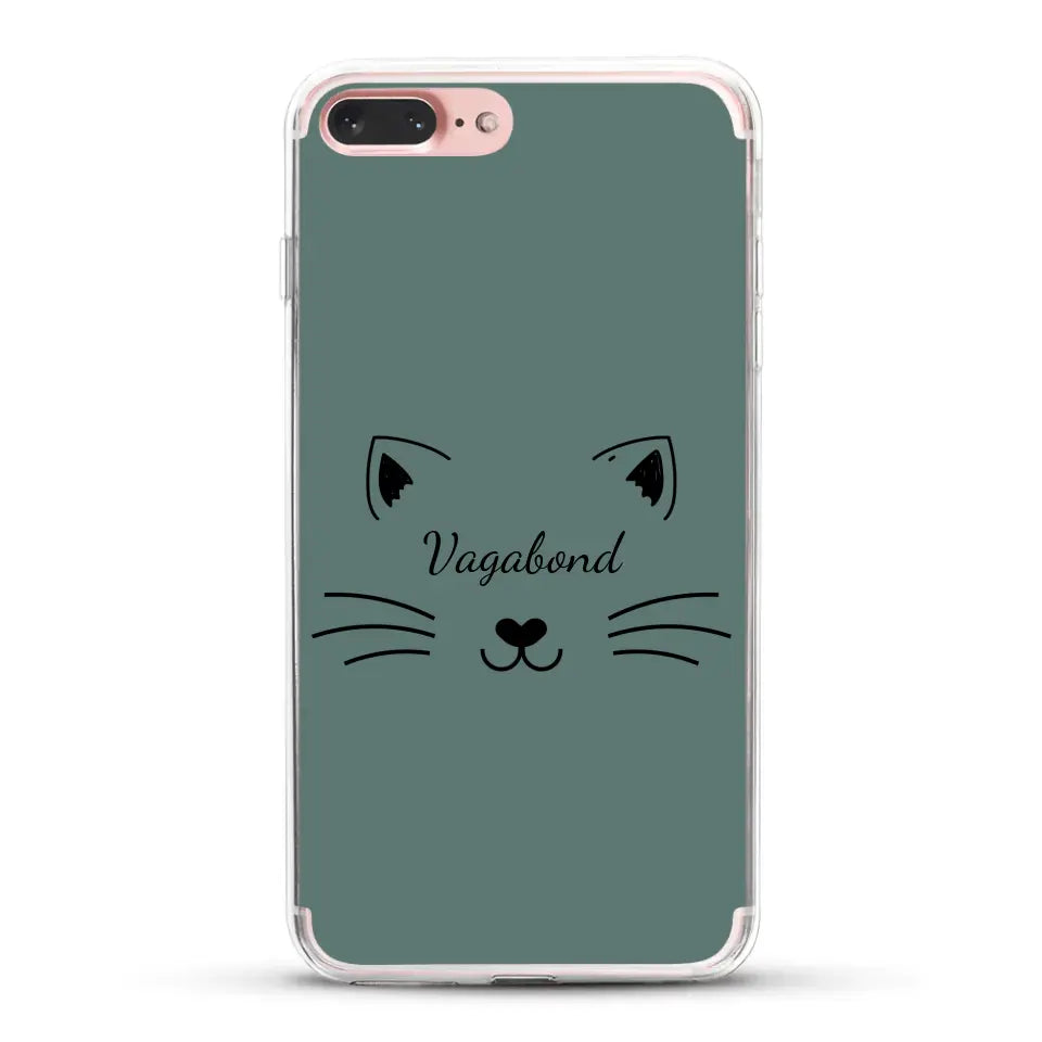 Visage de chat avec prénom - Coque de téléphone personnalisée